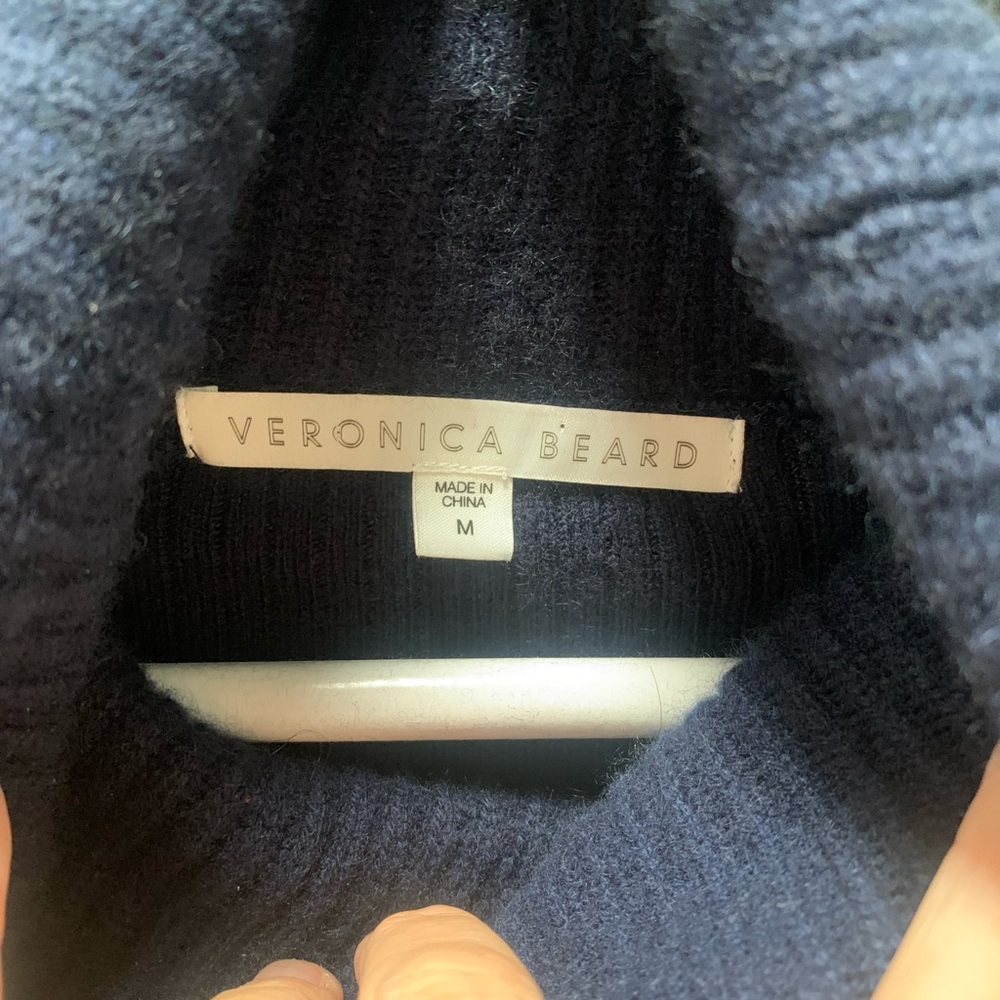 Veronica Beard 100% Cashmere Navy Cowl turtleneck sweater size M - Picture 3 of 9